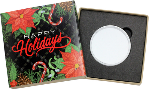 SilverTowne Natural Kraft Paper Gift Box with Happy Holidays Poinsettia Box Sleeve